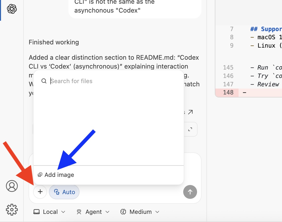Screenshot of plus-button with "Add image" menu entry